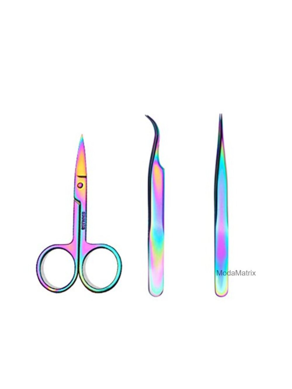 Rainbow Stainless Steel Nail Tweezers & Scissors Kit Precision Set